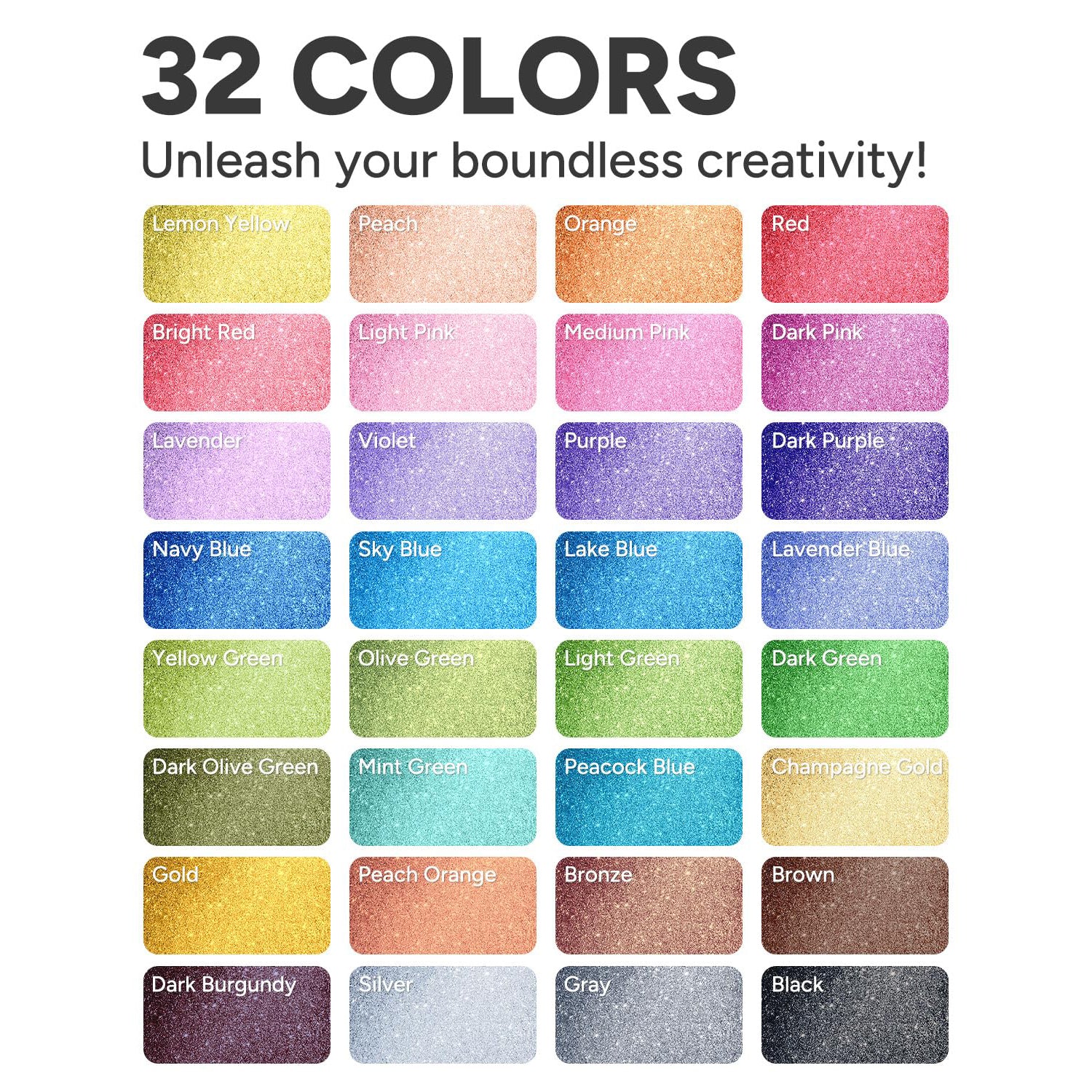 JusArt 32 Colors Glitter Markers, Glitter Paint Pens Sparkly and Shiny for DIY Card Making, Coloring, Scrapbooking,Wood, Stone, Fabric, Rock - 0.7mm Extra Fine Acrylic Paint Markers