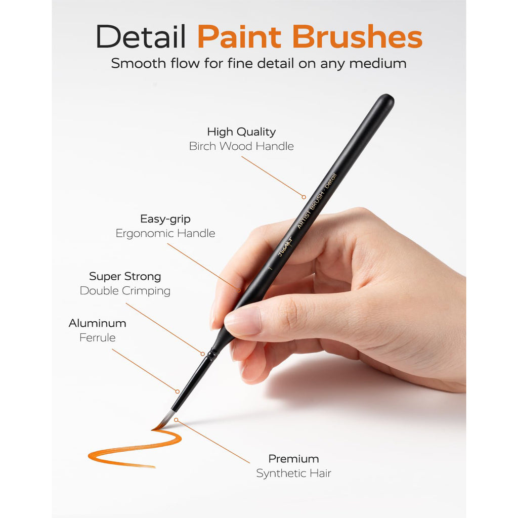 JusArt 16-Piece Detail Paint Brush Set, Miniature Paint Brushes for Models, Acrylic Oil Watercolor, Professional Fine Detail Brushes for Adults & Miniature Painters